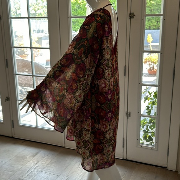 Show Me Your MuMu Gabby Low Back Swingy Floral Chiffon Mini Dress Size Medium - Picture 6 of 13